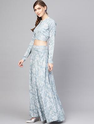 printed flared lehenga - 17476189 - Standard Image - 2