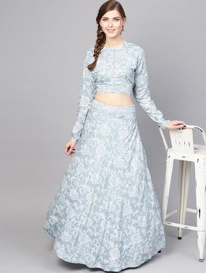 printed flared lehenga - 17476189 - Standard Image - 4