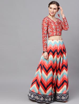 printed flared lehenga - 17476207 - Standard Image - 2