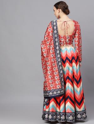 printed flared lehenga - 17476207 - Standard Image - 4