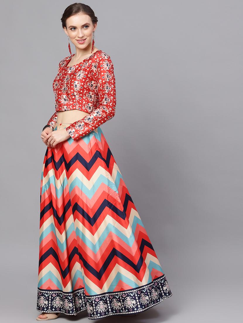 printed flared lehenga - 17476207 - Zoom Image - 3