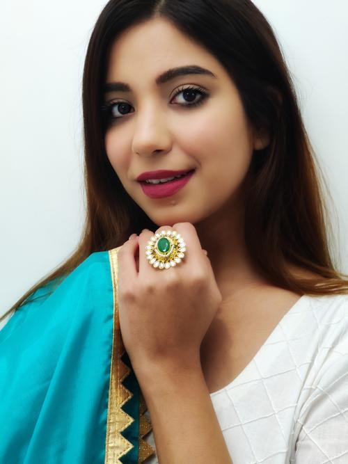 kundan and stones ring - 17476335 - Standard Image - 1