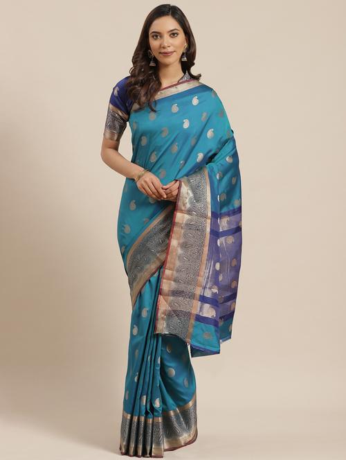 paisley banarasi saree with blouse - 17476350 - Standard Image - 1