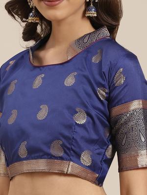 paisley banarasi saree with blouse - 17476350 - Standard Image - 3