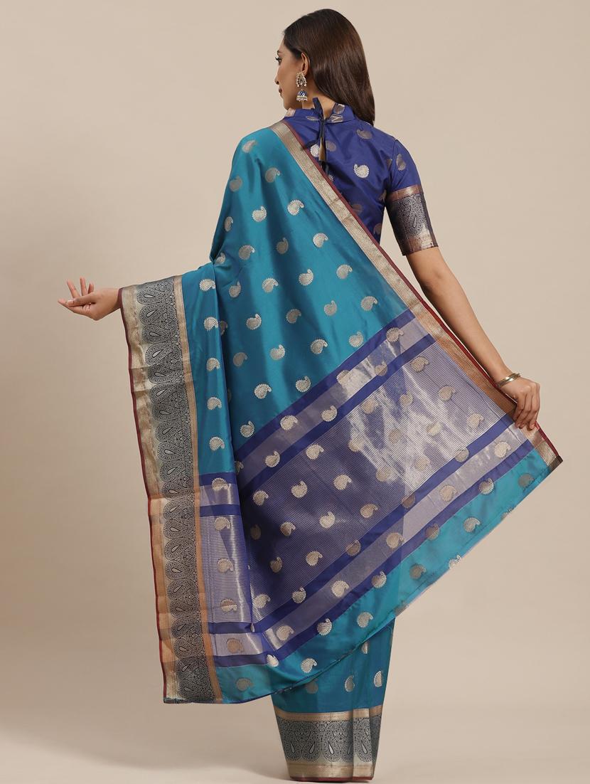 paisley banarasi saree with blouse - 17476350 - Zoom Image - 2