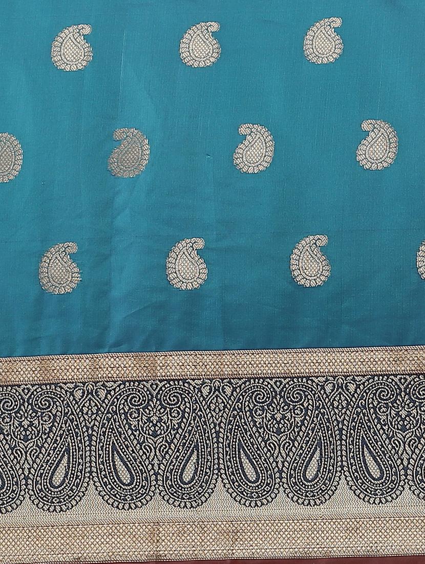 paisley banarasi saree with blouse - 17476350 - Zoom Image - 5