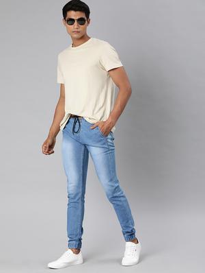 light blue washed denim jogger - 17476732 - Standard Image - 4