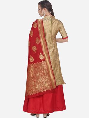 gold art silk salwar suit unstitched - 17476848 - Standard Image - 3