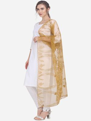 beige net embroidered dupatta - 17476860 - Standard Image - 2