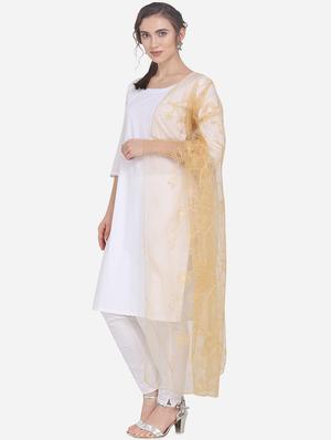 beige net embroidered dupatta - 17476869 - Standard Image - 2