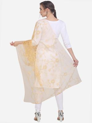 beige net embroidered dupatta - 17476869 - Standard Image - 3