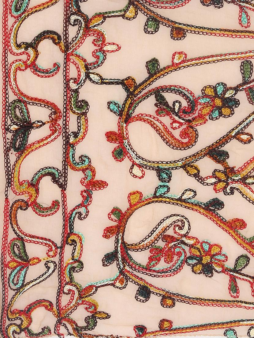 beige chiffon phulkari dupatta - 17476874 - Zoom Image - 4