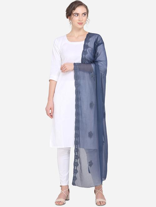 blue chiffon embroidered dupatta - 17476882 - Standard Image - 1