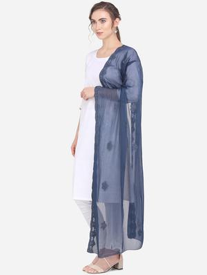 blue chiffon embroidered dupatta - 17476882 - Standard Image - 2