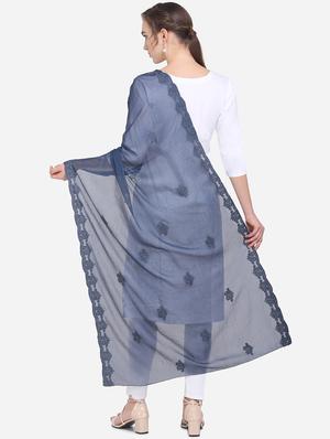 blue chiffon embroidered dupatta - 17476882 - Standard Image - 3