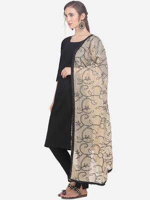beige poly silk embroidered dupatta - 17476886 - Standard Image - 2