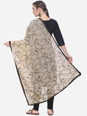 beige poly silk embroidered dupatta - 17476886 - Standard Image - 3