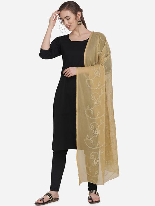 beige chiffon embroidered dupatta - 17476892 - Standard Image - 1