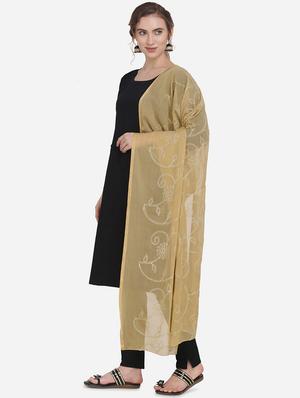 beige chiffon embroidered dupatta - 17476892 - Standard Image - 2