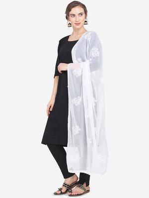 white chiffon embroidered dupatta - 17476911 - Standard Image - 2