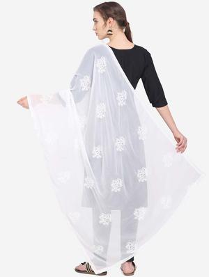 white chiffon embroidered dupatta - 17476911 - Standard Image - 3