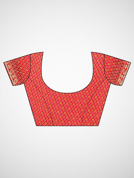 bandhani printed saree with blouse - 17476964 - Zoom Image - 4