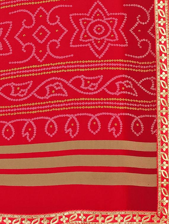 bandhani printed saree with blouse - 17476964 - Zoom Image - 5
