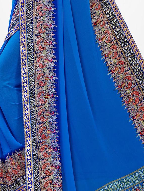 bordered woven saree with blouse - 17476966 - Zoom Image - 3