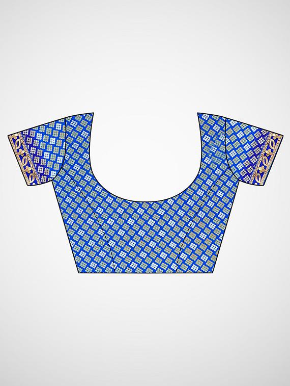 bordered woven saree with blouse - 17476966 - Zoom Image - 4