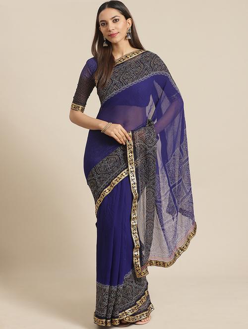 bordered woven saree with blouse - 17476972 - Standard Image - 1