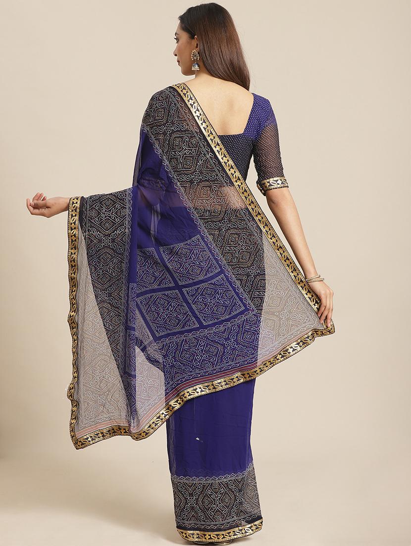 bordered woven saree with blouse - 17476972 - Zoom Image - 2