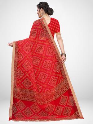 bandhani bordered saree with blouse - 17476983 - Standard Image - 2