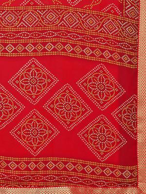 bandhani bordered saree with blouse - 17476983 - Standard Image - 5