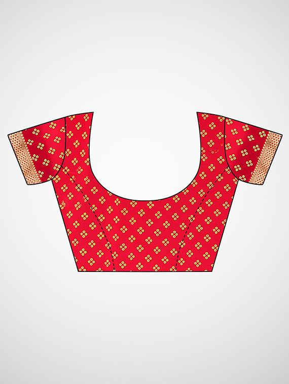 bandhani bordered saree with blouse - 17476983 - Zoom Image - 4