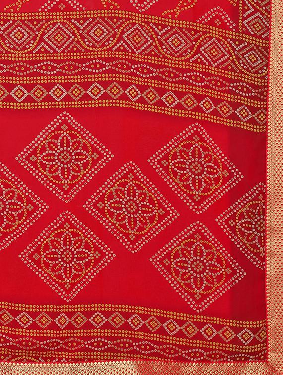 bandhani bordered saree with blouse - 17476983 - Zoom Image - 5
