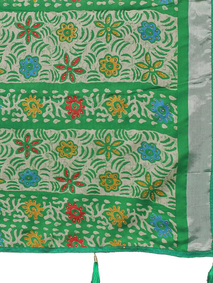 block print bordered saree with blouse - 17476988 - Zoom Image - 5