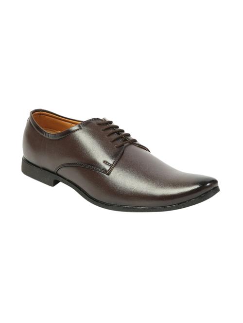 brown synthetic & mesh laceup derbies - 17477091 - Standard Image - 1
