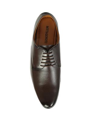 brown synthetic & mesh laceup derbies - 17477091 - Standard Image - 3