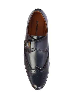 blue synthetic & mesh slip on monk straps - 17477095 - Standard Image - 3