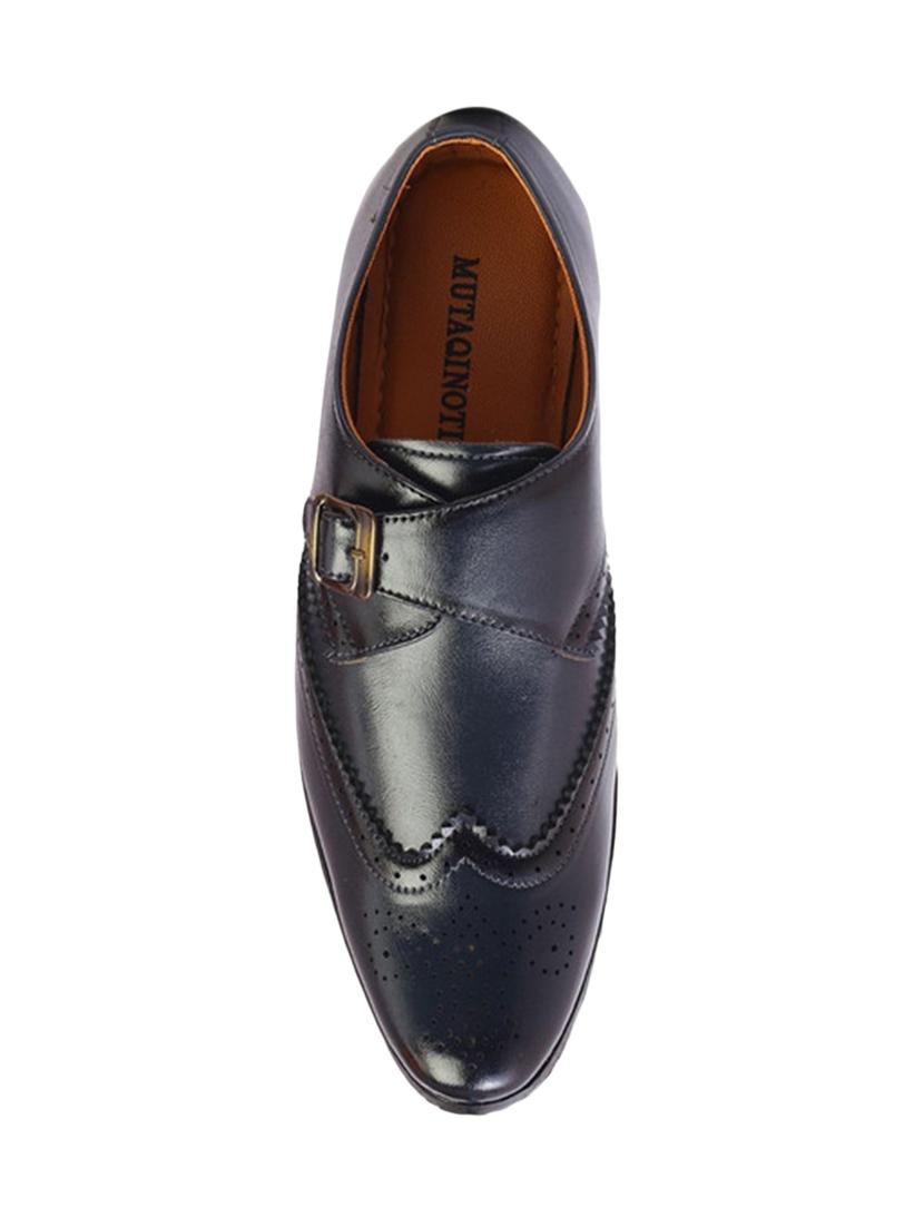 blue synthetic & mesh slip on monk straps - 17477095 - Zoom Image - 3
