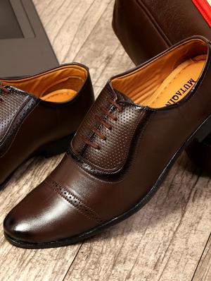brown synthetic & mesh laceup oxfords - 17477096 - Standard Image - 2