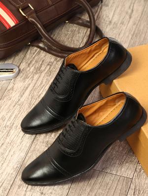 black synthetic & mesh laceup oxfords - 17477097 - Standard Image - 2