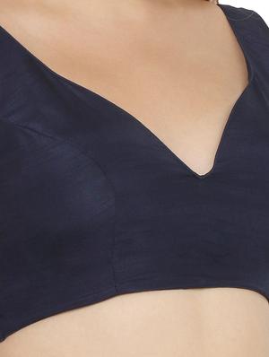 blue art silk solid blouse - 17477397 - Standard Image - 4