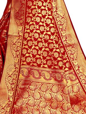 floral banarasi saree with blouse - 17477424 - Standard Image - 3