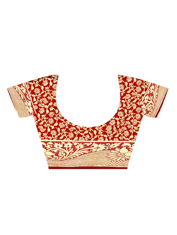 floral banarasi saree with blouse - 17477424 - Zoom Image - 2