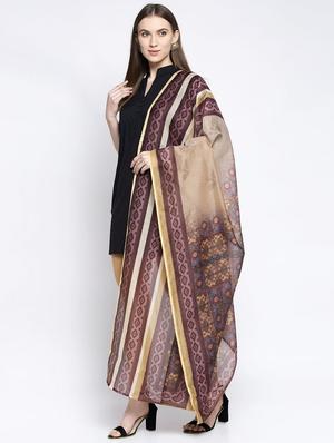 beige art silk printed dupatta - 17477557 - Standard Image - 2