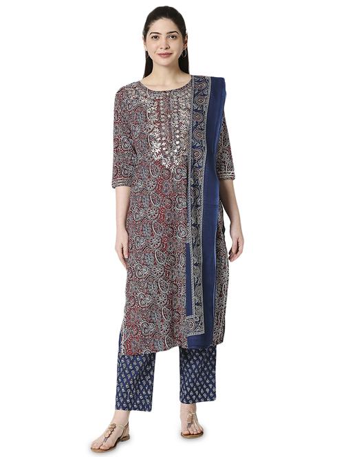 red cotton suit set - 17477578 - Standard Image - 1
