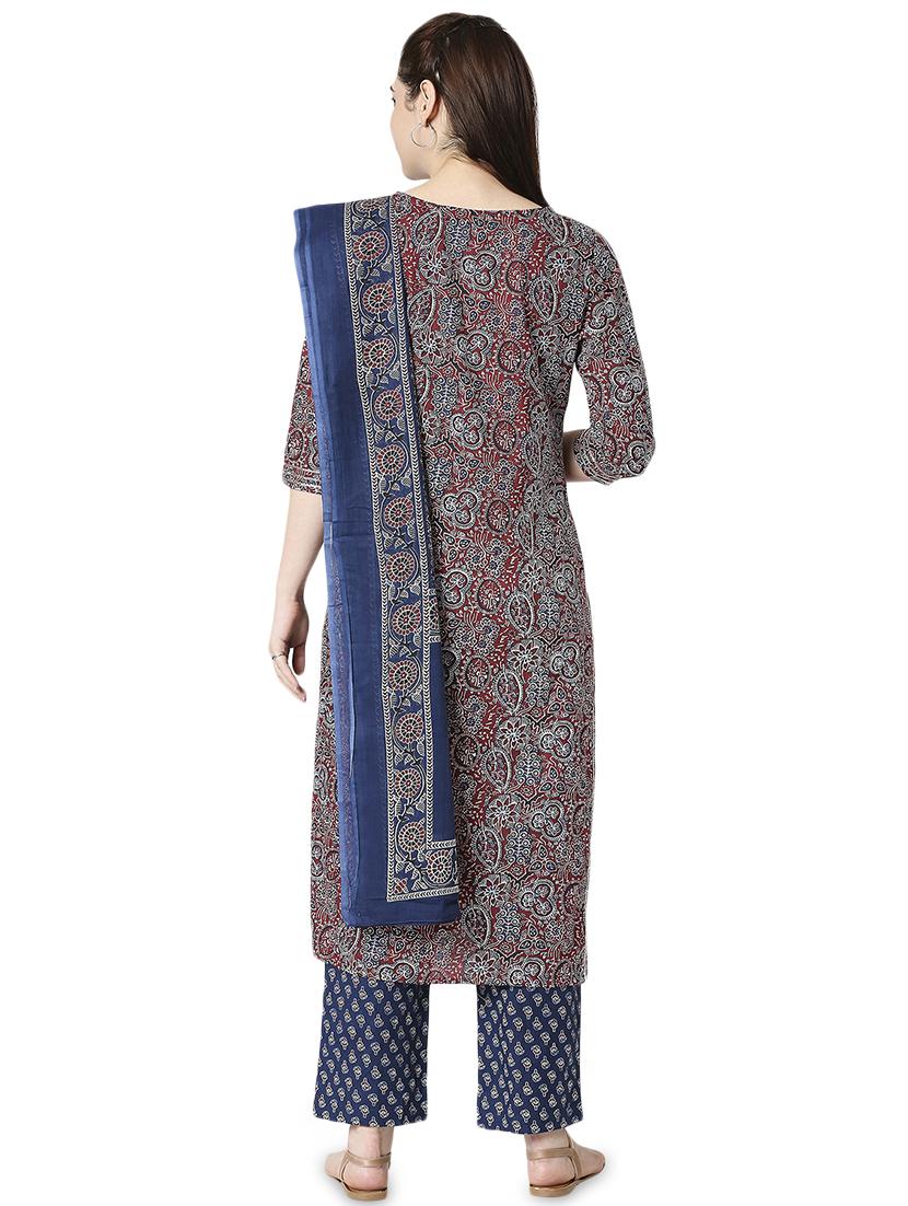 red cotton suit set - 17477578 - Zoom Image - 3