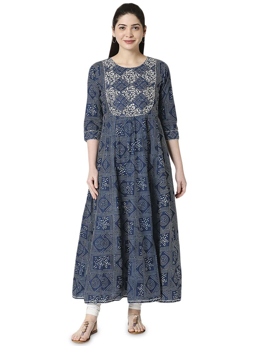 printed anarkali kurta - 17477580 - Zoom Image - 1