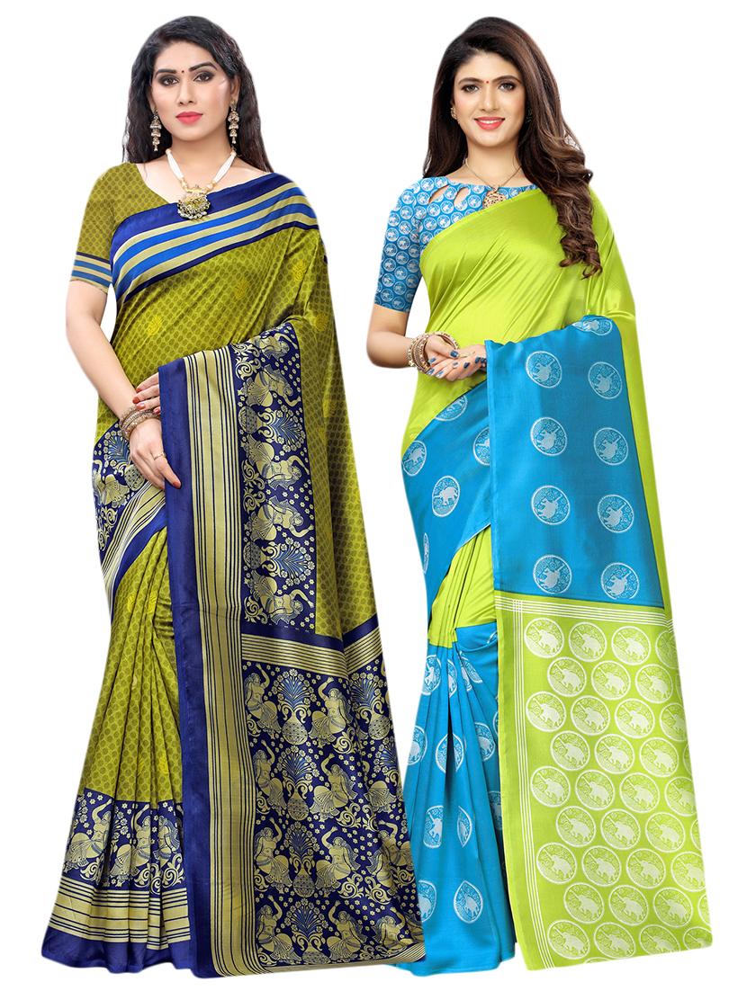 multi color 2 pcs saree with blouse - 17477659 - Zoom Image - 1